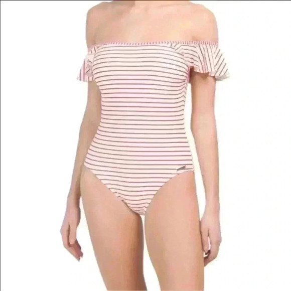 Vince Camuto Red and White Striped One Piece - Picture 1 of 11